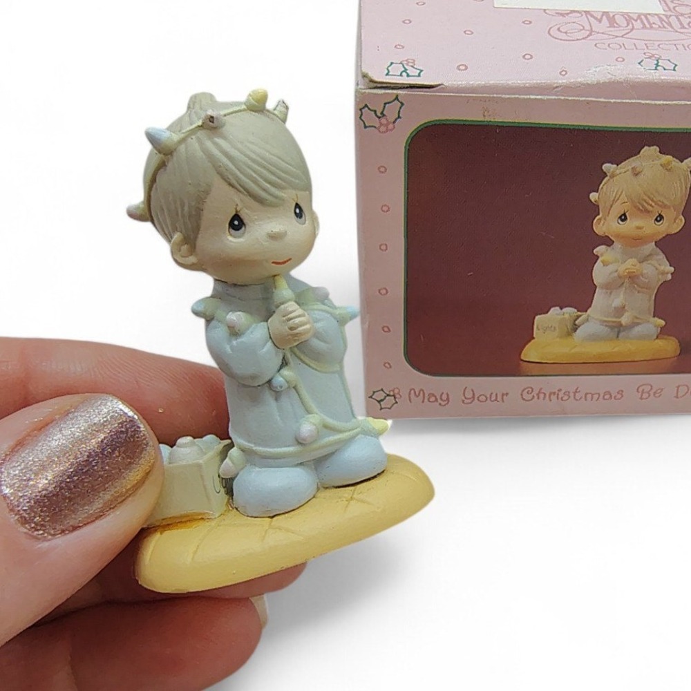 Precious‎ Moments Mini Figurine 1990 Enesco May Your Christmas Be Delightful